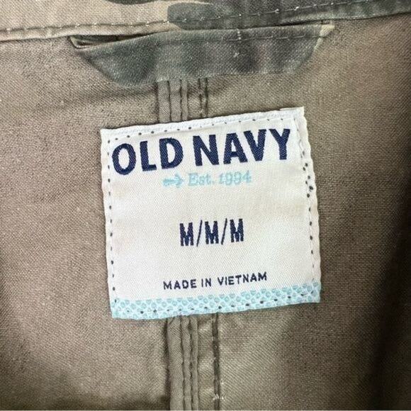 Old Navy Jacket Camo Women Medium Green Military Cargo Utility Drawstring Pocket - Picture 8 of 10